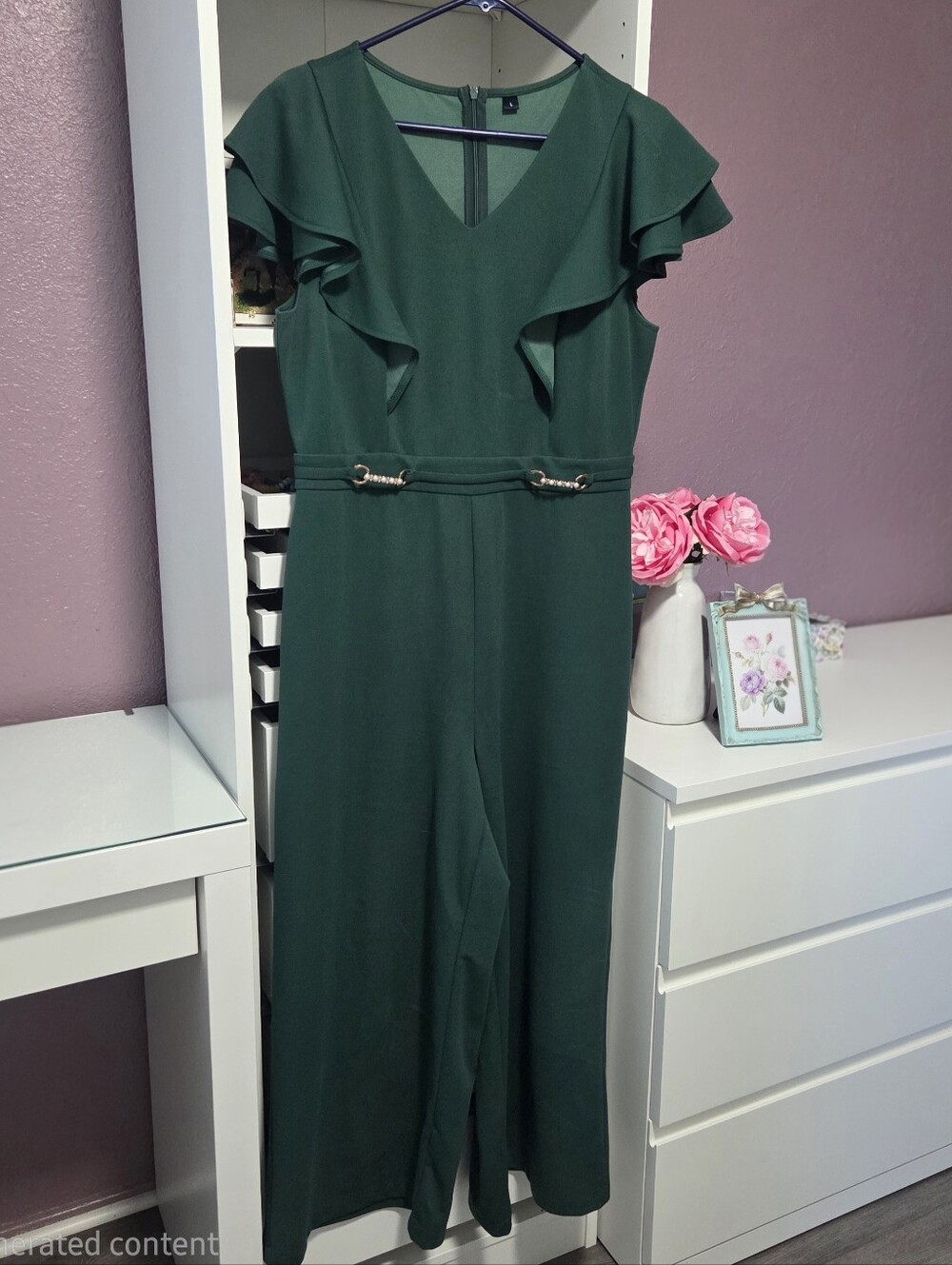 Emerald Green Ruffle Sleeve Jumpsuit
